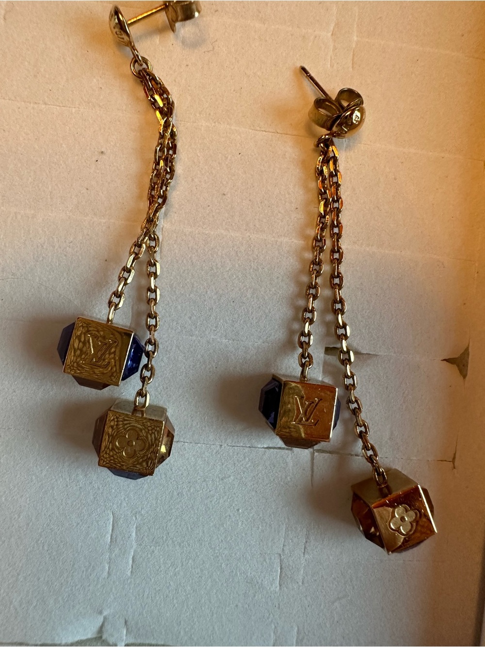 Louis Vuitton Gamble Dangle Earrings with crystal Cubes